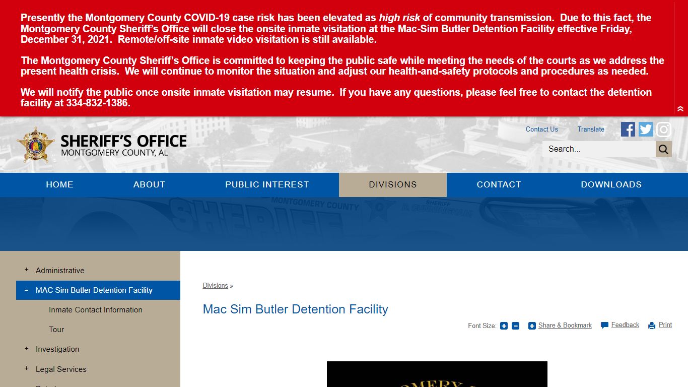 Mac Sim Butler Detention Facility | Montgomery County Sheriff, AL